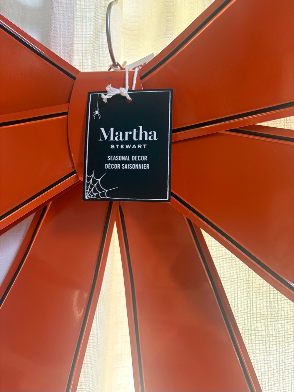 Martha Stewart Metal Bow Wreath Door Decoration 24” jumbo Oversized Orange bow - Picture 9 of 11